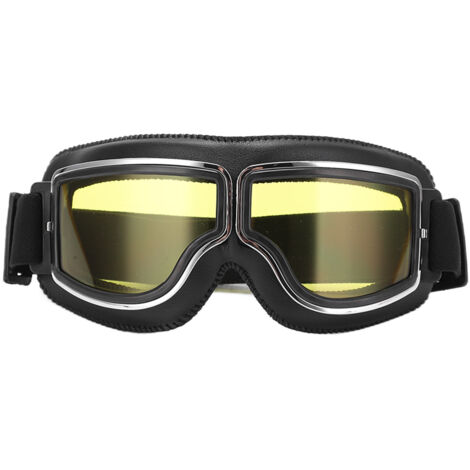 Wind- und sandbeständige Motocross-Brille, schwarzer Rahmen und gelbe Gläser, verstellbar für Extremsportarten