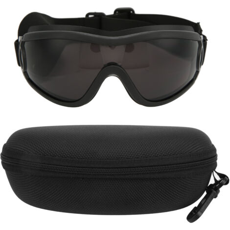 Winddichte, wasserdichte und UV-beständige Hundebrille – Robuste, beschlagfreie Gläser für große Hunderassen – Schwarzer Rahmen und graue Gläser