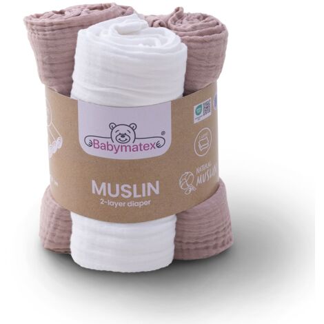 Windel 70x80 MUSLIN 3 Stk. Farbe 12 schmutzig rosa