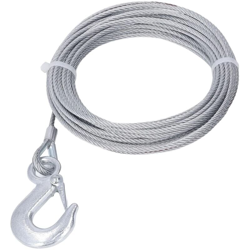 Image of Windendrahtseil, 4 mm x 12 m Kabel, 2000 lb Stärke, verzinkter Edelstahlersatz