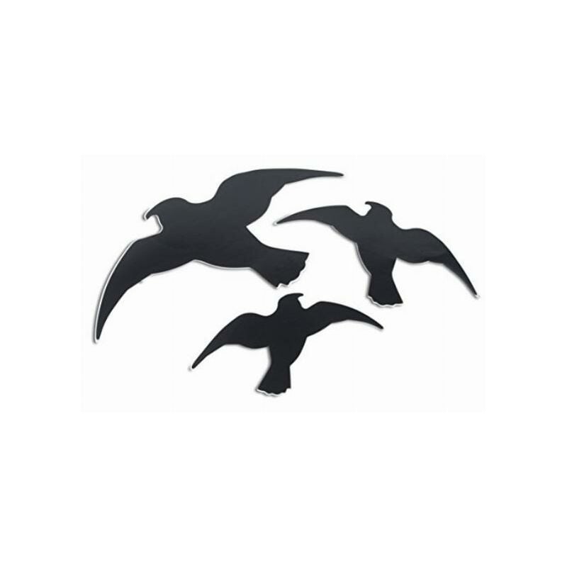 Image of Adesivi per Finestra con Sagome di Uccelli, per Proteggere Gli Uccelli da Grandi superfici Trasparenti, 3 Pezzi, 07116, Nero - Windhager