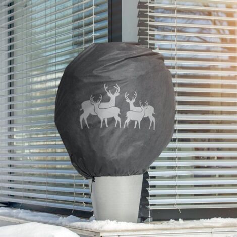 Windhager Deko-Haube Protect XXL 1,4 x 2 m, grau mit Hirschmotiv Wintervlies