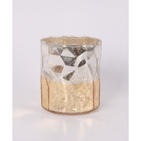 Windlicht Glas Ø 10 x 12 cm gold weiß Windlicht