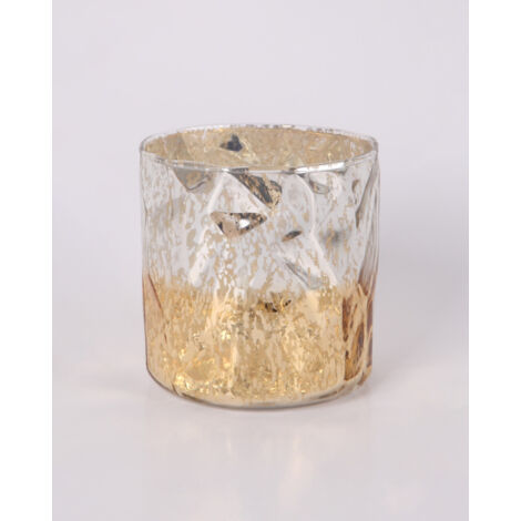 Windlicht Glas Ø 9 x 9 cm gold weiß Windlicht
