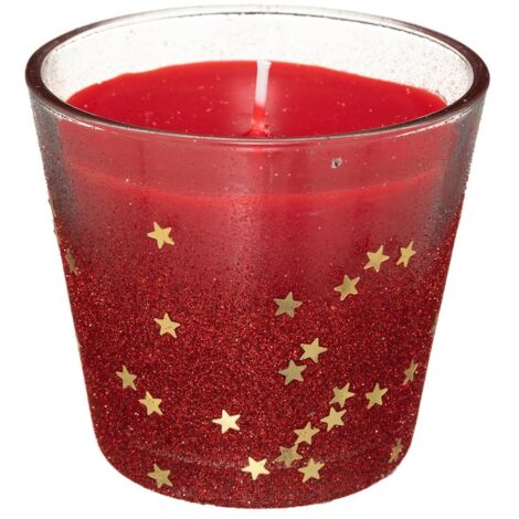 Windlicht Kerze Glitter Rot 190g im Glas - Feeric lights & christmas