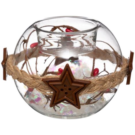 Windlicht Kugel verziert Glas -