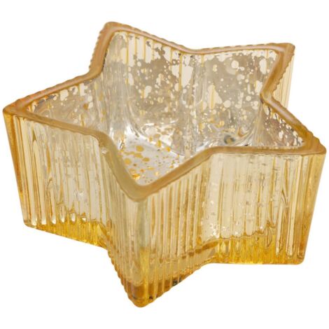 Windlicht Stern B.8,5cm H.4cm Glas mercerisiert sortiert - Golden