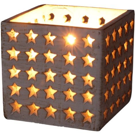 Windlicht Sterne Used-Look Dekoration Kerzenhalter Teelicht 10 x 10 cm