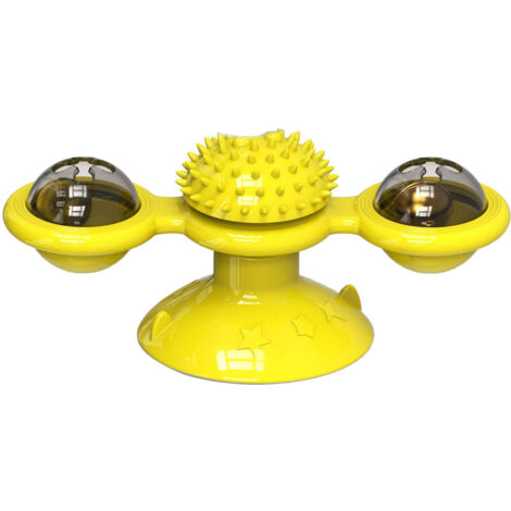 Windmill Cat Toy Rotating Interactive Multifunctional Kitten Comb Toy for Wall Door Yellow