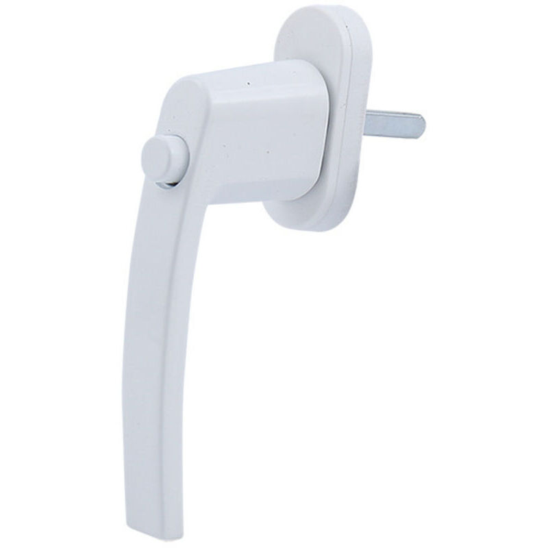 Window handle - with push button, latch length 35 mm, handle length 144 mm, white