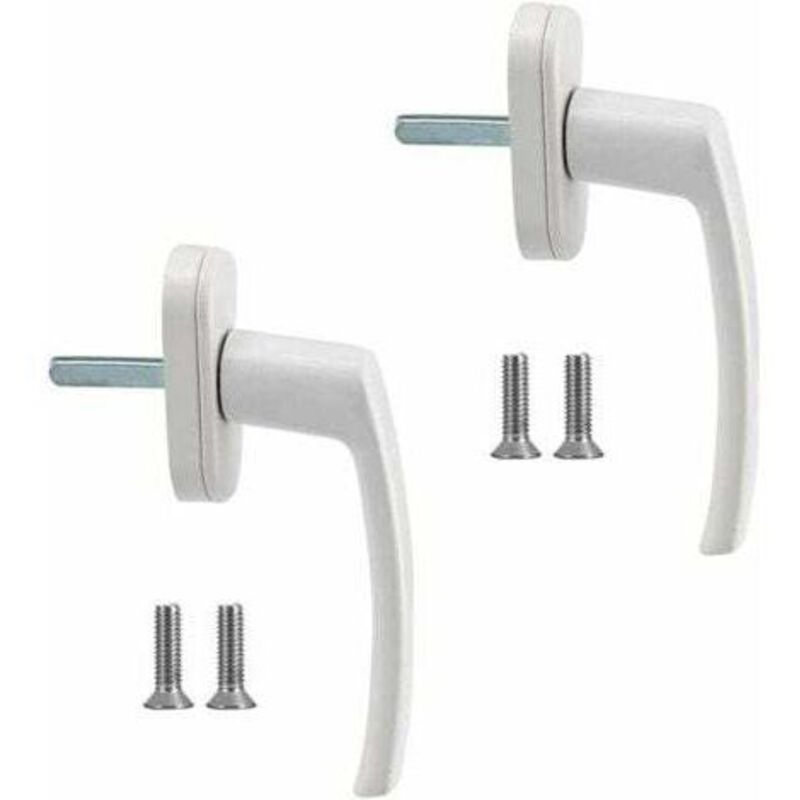 Window Handles 2pcs Aluminum Alloy Window Handle Solid Aluminum Handle White Aluminum Door Handle Compatible with Common Windows and Balcony Doors