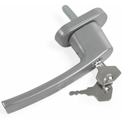 Window Handles - set of 4, built-in lock, 2 keys per handle, for UPVC, aluminium, & some timber windows - window locks, lever handle, metal window handle - silver