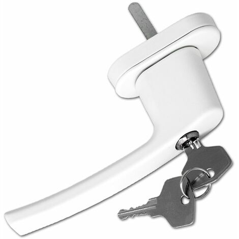 Window Handles - set of 8, built-in lock, 2 keys per handle, for UPVC, aluminium, & some timber windows - window locks, lever handle, metal window handle - white