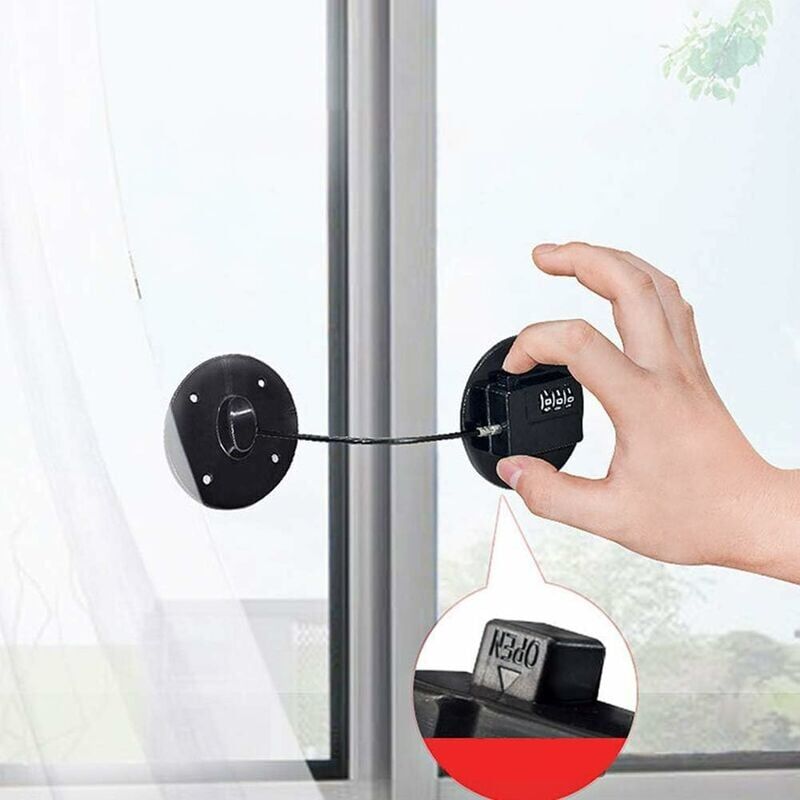 Hoopzi - Window Restrictor No Drilling, Door Window Lock Baby Children Door Security Window Lock Cable Limit Lock