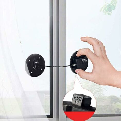 HOOPZI Window Restrictor No Drilling, Door Window Lock Baby Children Door Security Window Lock Cable Limit Lock