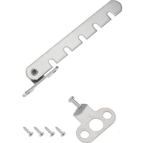 Window security latch, 1 piece, with adjustable bar, with 5 slots, for inward opening windows, silver (44 mm).