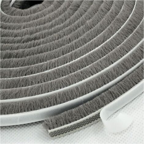 Window/Sliding Door Sealing Strip, Brush Frame Side, Self-Adhesive Fleece Seal, Draught Excluder (9 mm x 5 mm x 6 m, Grey) YMYNY