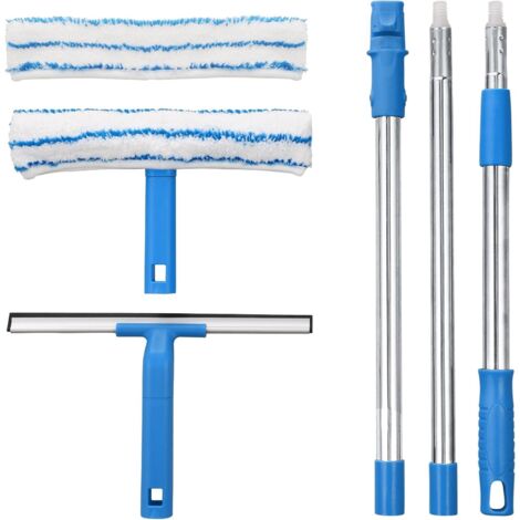 Window Squeegee with Telescopic Handle (146 cm), Window Cleaner with Silicone Squeegee and Microfibre Brush, Professional Window Cleaning Kit for Windows/Cars