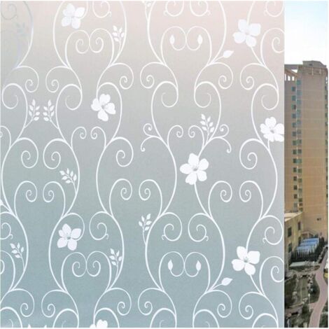 Window stickers 45 x 100 cm - Frosted opaque glass - Wrought iron flower pattern - white