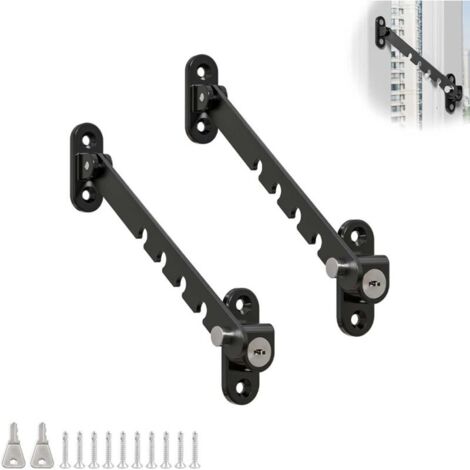 Window stops, lockable window stops in 2 pieces, window stops, adjustable to several levels, suitable for most windows