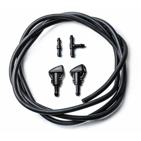 Windshield Washer Nozzle Kit For Chrysler / Dodge / Jeep / Ram 2 Meters Fluid Hose With Connector 2 Pieces 5303833Aa, Black