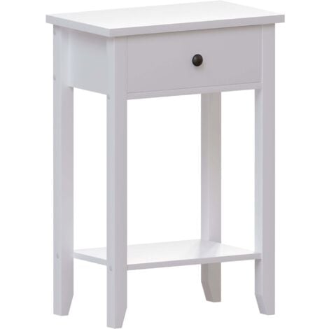 HOME DISCOUNT Windsor 1 Drawer Console Table With Shelf Side End Hallway Table, White