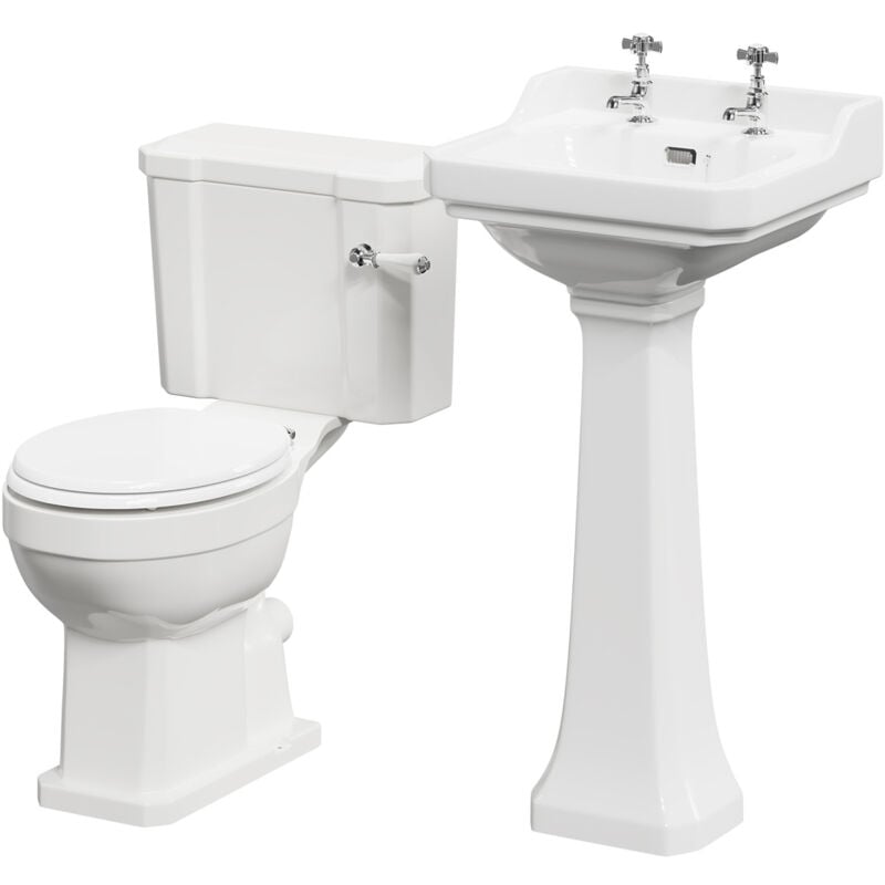 Windsor Traditional 500mm Full Pedestal Basin and Toilet Suite
