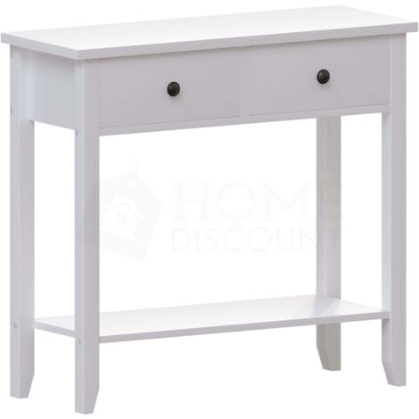 HOME DISCOUNT Windsor 2 Drawer Console Table With Shelf MDF Side End Hallway Table, White