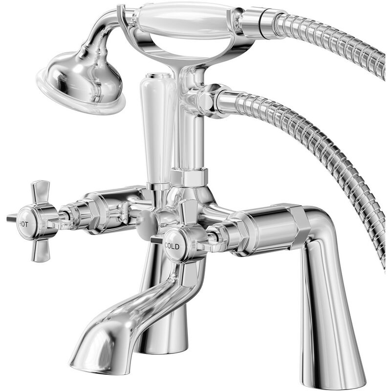 Windsor Traditional Polished Chrome Bath Shower Mixer Tap with Shower Kit