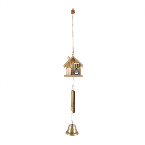 Windspiel im japanischen Stil mit Chalet-Röhren, Geschenkidee für die Außendekoration (Holzfarbe)