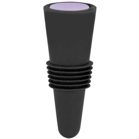 Wine Bottle Stopper Food Grade Silicone Stainless Steel 6.1x2.35cm Decorative Practical Reusable Wine Corks for Decoration Black