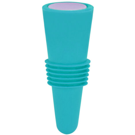 Wine Bottle Stopper Food Grade Silicone Stainless Steel 6.1x2.35cm Decorative Practical Reusable Wine Corks for Decoration Blue