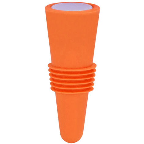 Wine Bottle Stopper Food Grade Silicone Stainless Steel 6.1x2.35cm Decorative Practical Reusable Wine Corks for Decoration Orange