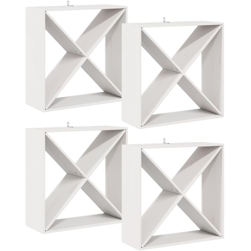 Wine Rack 4 pcs White 62 x 25 x 62 cm Solid Pine Wood vidaXL