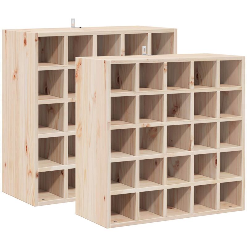 Wine Rack 2 pcs Natural 56 x 25 x 56 cm Solid Pine Wood vidaXL