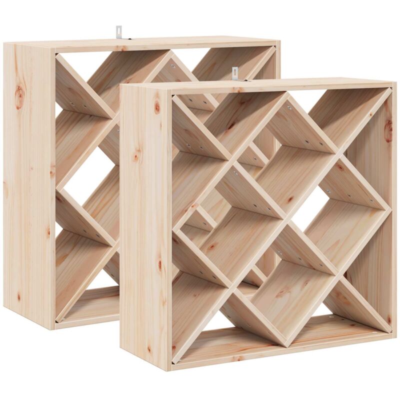 Wine Rack 2 pcs Natural 62 x 25 x 62 cm Solid Pine Wood vidaXL