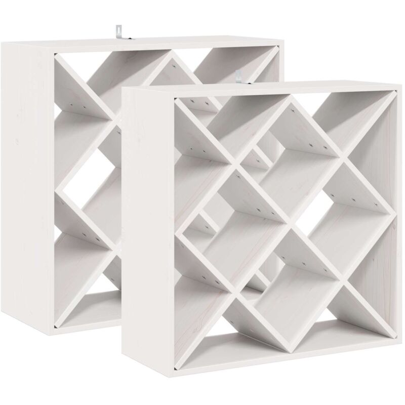 Wine Rack 2 pcs White 62 x 25 x 62 cm Solid Pine Wood vidaXL