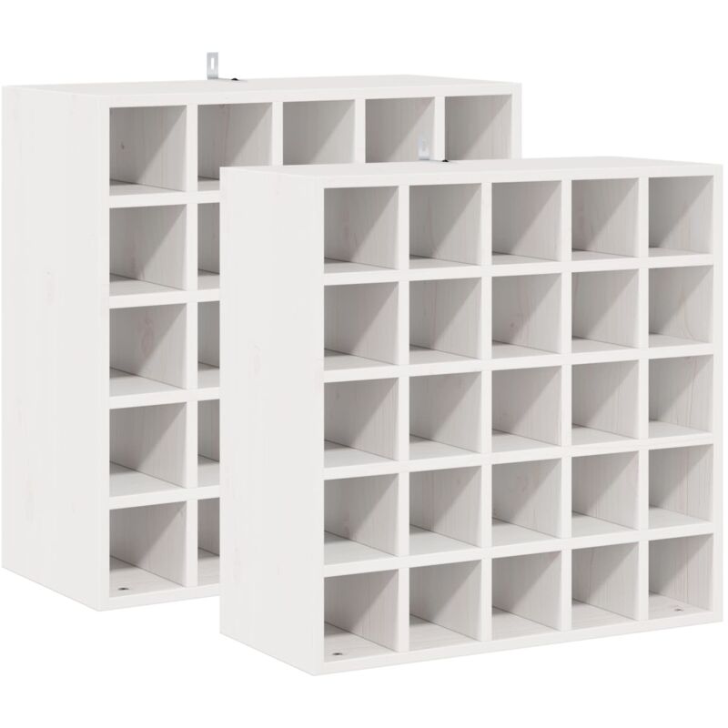 Wine Rack 2 pcs White 56 x 25 x 56 cm Solid Pine Wood vidaXL
