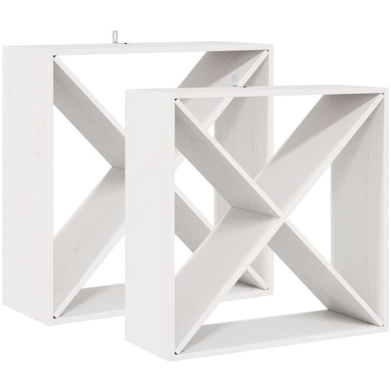 Wine Rack 2 pcs White 62 x 25 x 62 cm Solid Pine Wood vidaXL