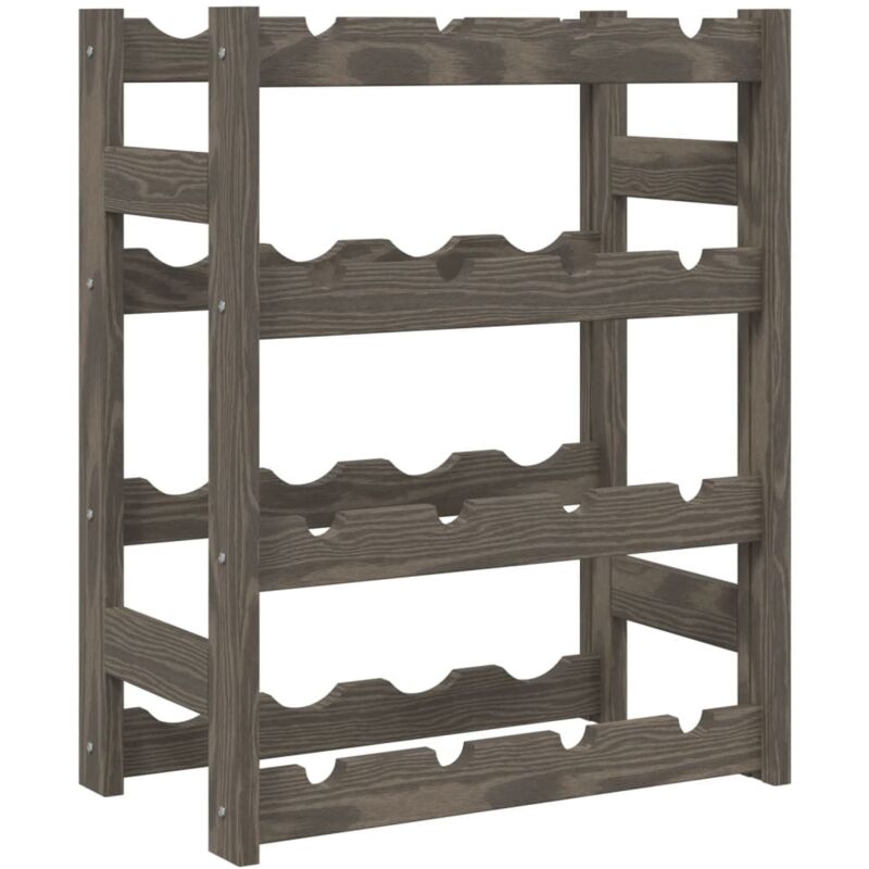 Wine Rack for 16 Bottles Grey Solid Wood Pine Vidaxl