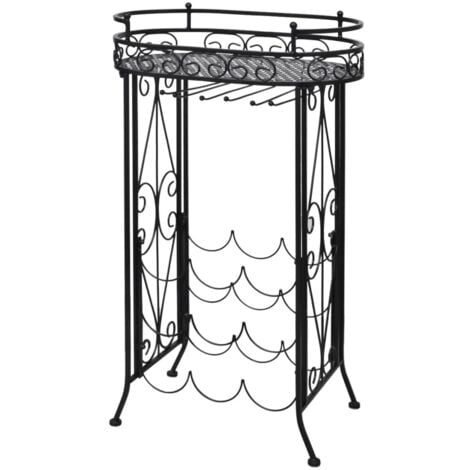Wine Rack with Glass Holder for 9 Bottles Metal vidaXL