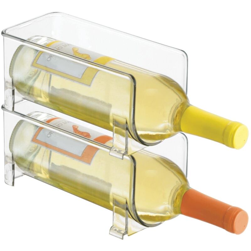 Wine Racks (Set of 2) - Stackable Plastic Bottle Rack for Wine, Soda or Other Beverages - Modern Wine Shelf for 1 Bottle - Clear