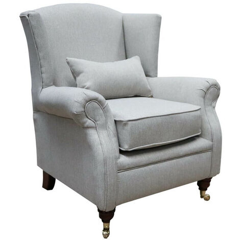 Wing Chair Fireside High Back Armchair Jersey Natural Fabric