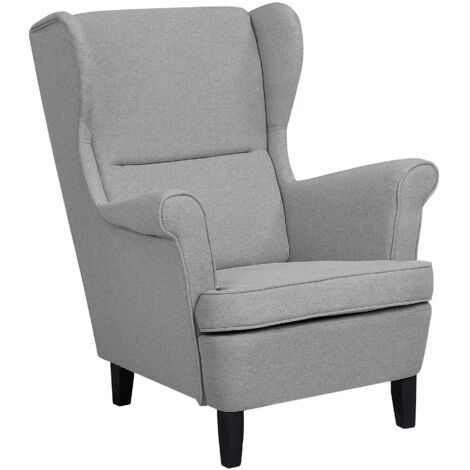 Wingback Chair ABSON Fabric Grey