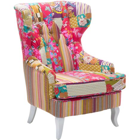 Wingback Chair MOLDE Fabric Fuchsia Pink
