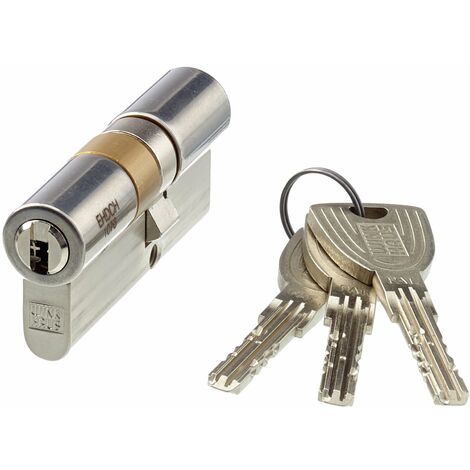 Wink casa, profesioneller incasso doppio cilindro Key Tec X-TRA di alta qualità per Schlößer con cilindro profilato, 28/40 mm, in ottone nichelato opaco, 1 pz, xt77 N 28 + 40 EHD