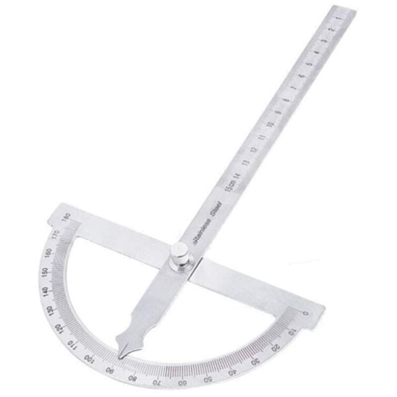Image of Winkelmesser – 180-Grad-Halbkreis – Einarmiger Winkelmesser aus Edelstahl für die Holzbearbeitung
