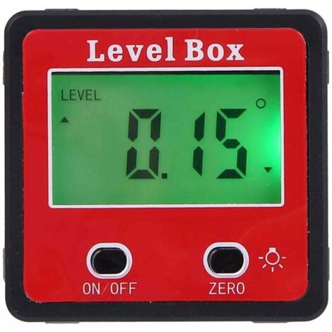 Winkelmessung, horizontaler Winkelmesser, digitaler Neigungsmesser, digitale elektronische Wasserwaage, magnetische Basis, Messwerkzeuge, rot