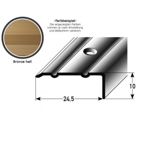 Winkelprofil "Salerno" / Winkelprofil 24,5 mm Typ: 88/89 (Aluminium eloxiert, gebohrt oder selbstklebend) -bronze hell-2000-gebohrt-10 mm
