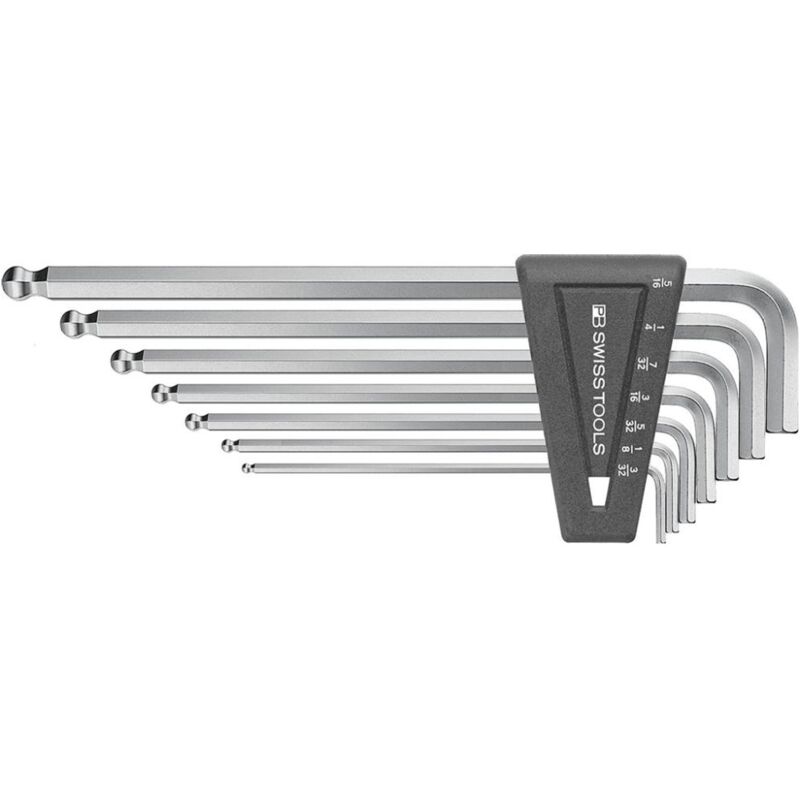 Pb Swiss Tools - Winkelschraubendreher- Satz im Kunststoffhalter 7-teilig 3/32-5/16' Kugelkopf pb